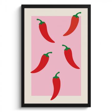 Poster met lijst - Pepers - Rood - Illustratie