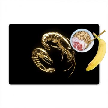 Placemat vinyl - Garnalen - Zwart - Goud - Dieren