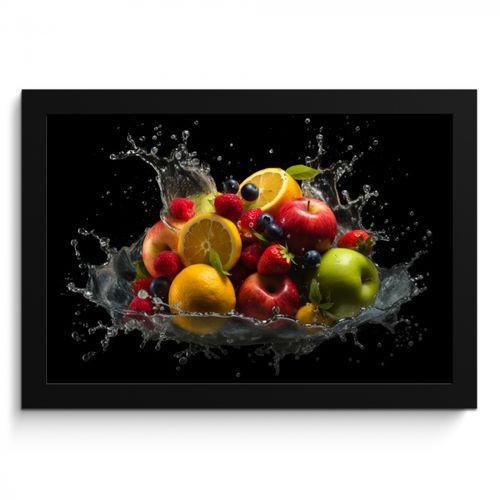 Poster met lijst - Fruit - Appel - Sinaasappel - Rode vruchten - Water
