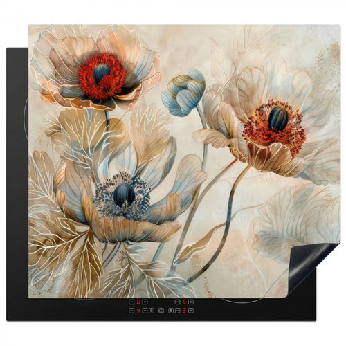 Inductie beschermer - Bloemen - Beige - Modern - Illustratie