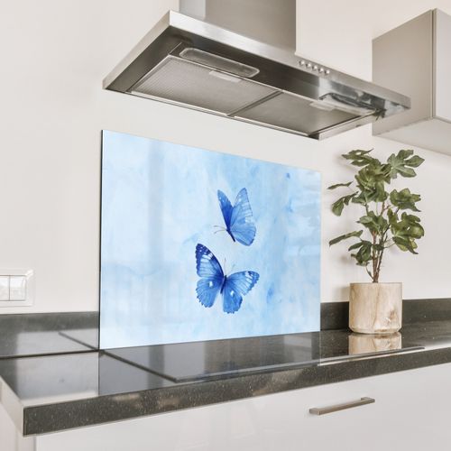 Spatscherm Aluminium - Vlinders - Sierlijk - Blauw