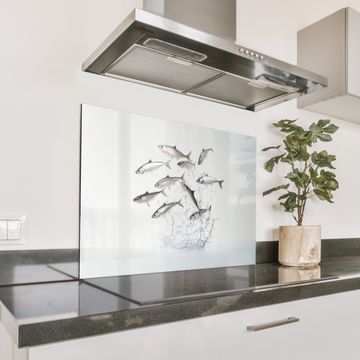 Spatscherm Aluminium - Vissen - Water - Wit
