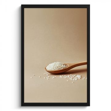Poster met lijst - Lepel - Rijst - Hout - Beige