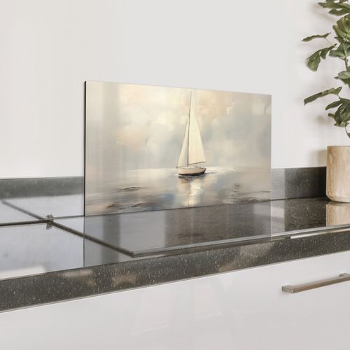 Spatscherm Aluminium - Zeilschip - Zee - Bewolkt