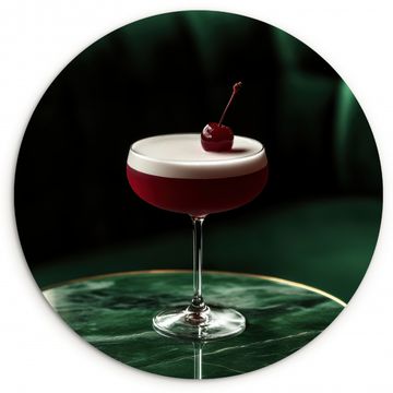Muurcirkel - Kers - Cocktail - Rood - Marmer