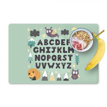 Placemat vinyl - Illustratie alfabet met een groene achtergrond