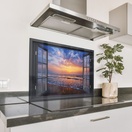 Spatscherm Aluminium - Zonsondergang aan Zee Gezichtspunt