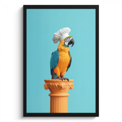 Poster met lijst - Papegaai - Koksmuts - Grappig - Vogel