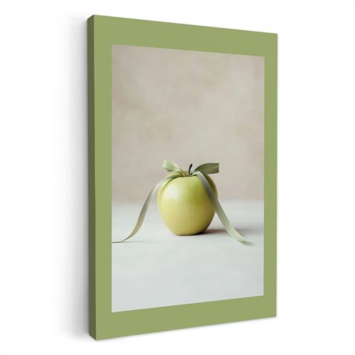 Canvas schilderij - Groen - Appel - Strikje