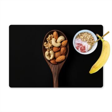 Placemat vinyl - Hout - Noten - Zwart