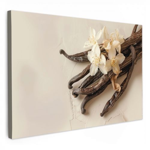 Canvas schilderij - Vanille - Bloemen - Beige