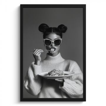 Poster met lijst - Vrouw - Pasta - Zonnebril