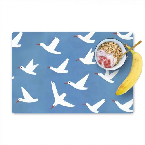 Placemat vinyl - Vogels - Wit - Patroon