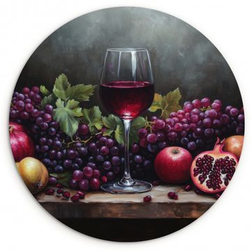 Muurcirkel - Wijn - Fruit - Stilleven