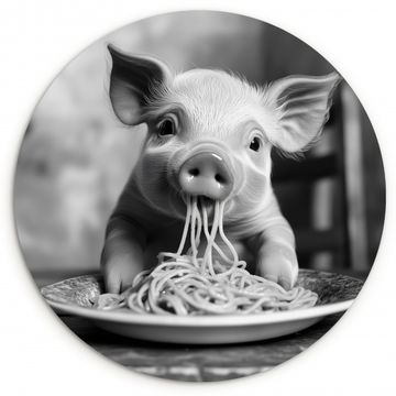 Muurcirkel - Varken - Schattig - Spaghetti - Zwart wit - Dier