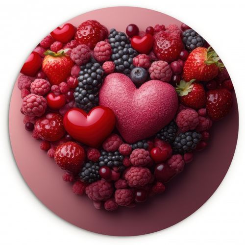 Muurcirkel - Fruit - Hartjes - Aardbeien - Frambozen - Bosbessen