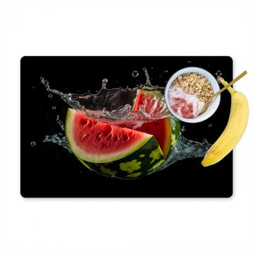 Placemat vinyl - Watermeloen - Zwart - Water - Fruit - Meloen
