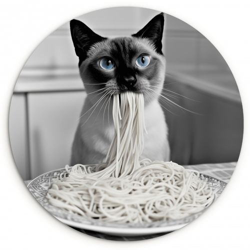 Muurcirkel - Kat - Siamees - Zwart Wit - Schattig - Dieren