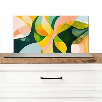 Spatscherm Aluminium - Abstract - Geel - Roze - Groen