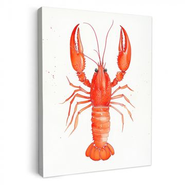 Canvas schilderij - Kreeft - Waterverf - Aquarel - Oranje