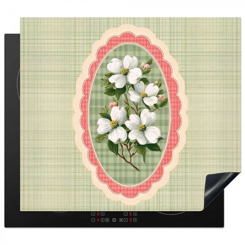 Inductie beschermer - Bloemen - Illustratie - Geruit - Groen