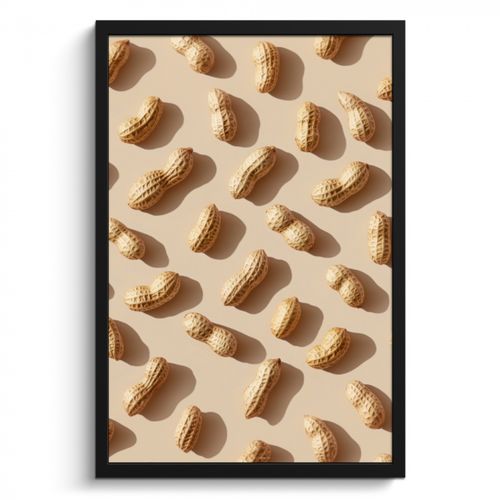Poster met lijst - Pinda's - Patroon - Beige