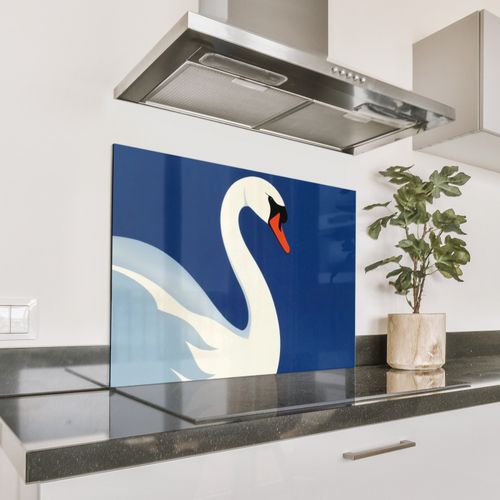 Spatscherm Aluminium - Zwaan - Wit - Snavel - Illustratie
