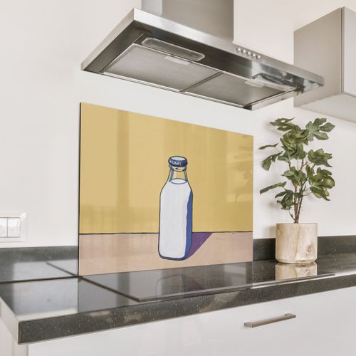 Spatscherm Aluminium - Glazen - Fles - Illustratie - Melk
