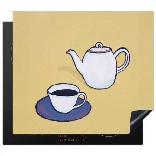 Inductie beschermer - Theepot - Kopje - Beige - Illustratie