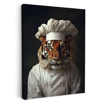 Canvas schilderij - Tijger - Kokskleding - Bruin