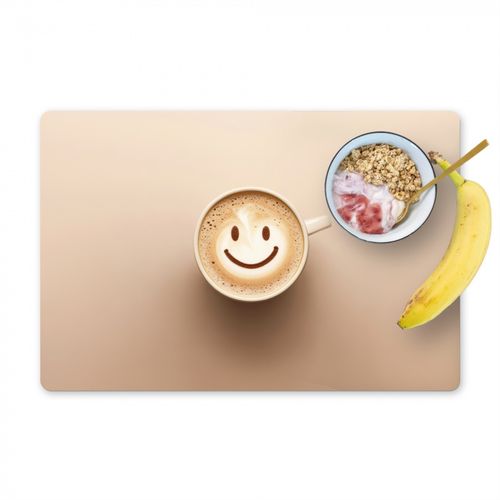 Placemat vinyl - Koffie - Melkschuim - Lach - Beige