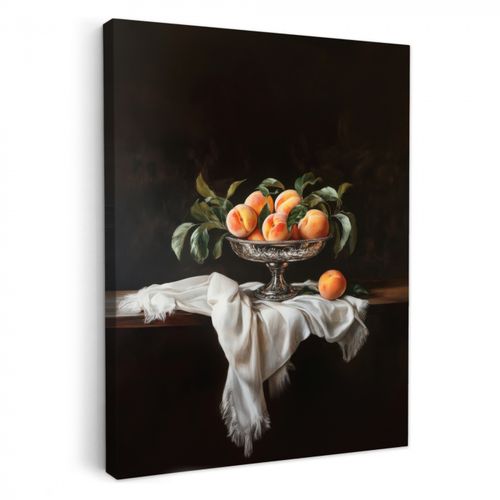 Canvas schilderij - Stilleven - Perziken - Vintage