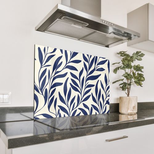 Spatscherm Aluminium - Bladeren - Klimop - Donkerblauw