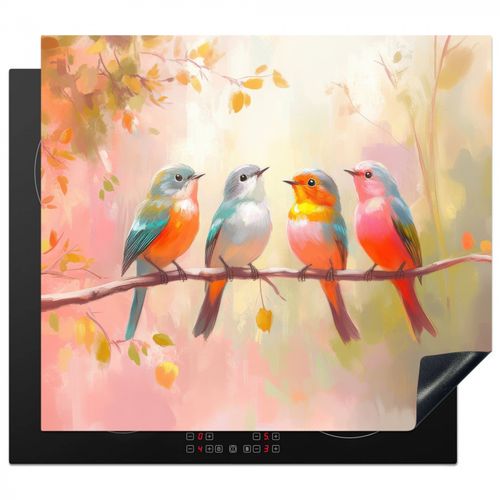 Inductie beschermer - Vogels - Kleurrijk - Tak