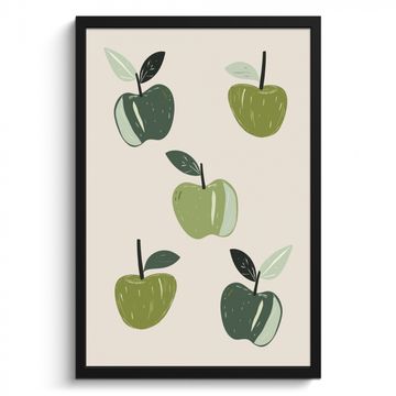 Poster met lijst - Appels - Groen - Illustratie - Bladeren