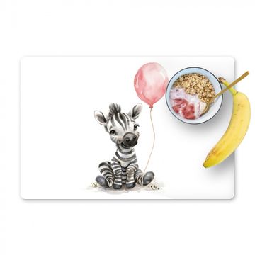 Placemat vinyl - Zebra - Baby - Dieren - Roze ballon