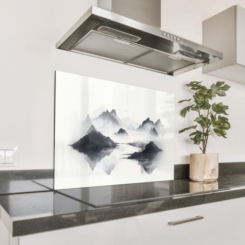 Spatscherm Aluminium - Bergen - Mistig - Water - Wit