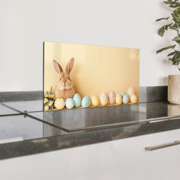 Spatscherm Aluminium - Eieren -  Konijn - Pasteltinten
