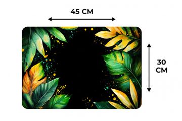 Placemat vinyl - Bladeren - Groen - Geel - Verf - Jungle