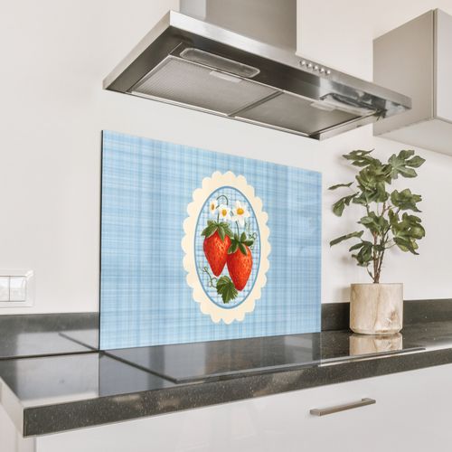 Spatscherm Aluminium - Aardbeien - Lijst - Rood - Geruit