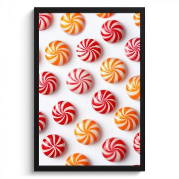 Poster met lijst - Snoep - Patroon - Rood - Oranje