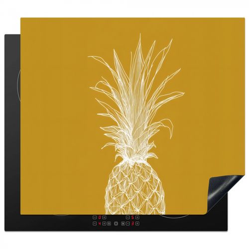 Inductie beschermer - Lijnillustratie - Ananas - Bladkroon - Okergeel