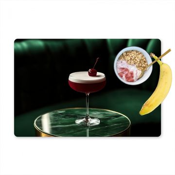 Placemat vinyl - Kers - Cocktail - Rood - Marmer