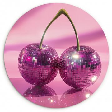 Muurcirkel - Glitter - Discobol - Roze - Kersen