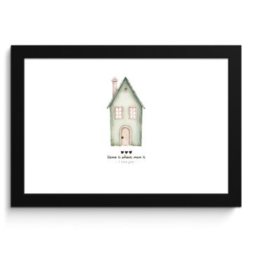 Poster met lijst - Huisje - Groen - Tekst - Liefdevol