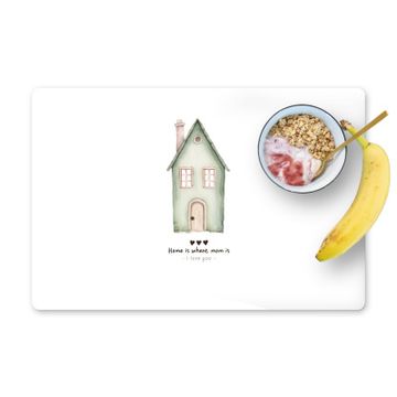 Placemat vinyl - Huisje - Groen - Tekst - Liefdevol