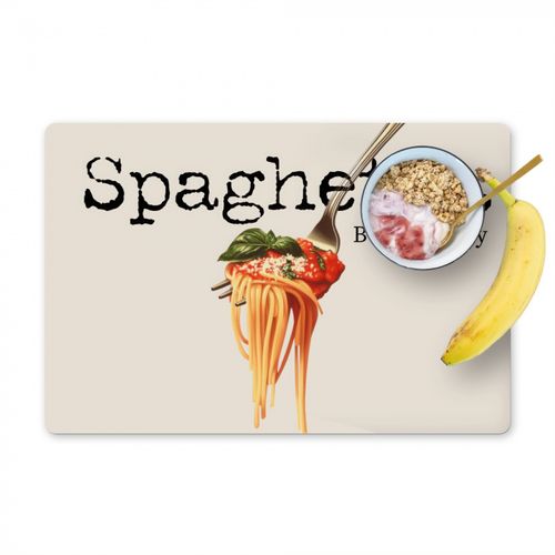 Placemat vinyl - Spaghetti - tomatensaus - Parmezaanse kaas