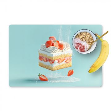 Placemat vinyl - Slagroom - Taart - Blauw - Eten