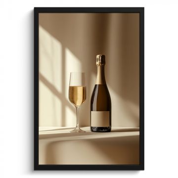 Poster met lijst - Champagne - Beige - Schaduw - Bubbels