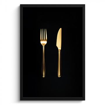 Poster met lijst - Bestek - Goud - Mes - Vork